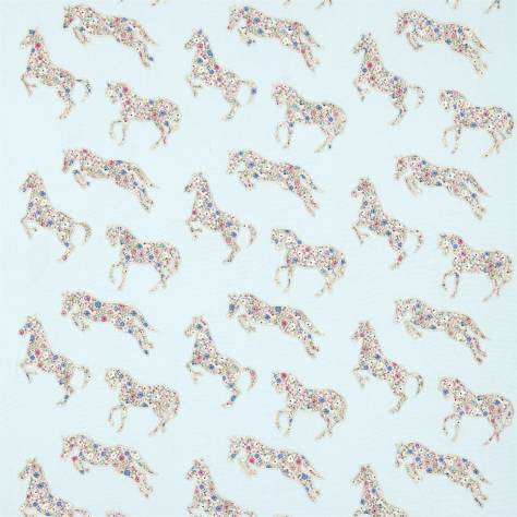 Sanderson Abracazoo Fabrics & Wallpapers Pretty Ponies Fabric - Chintz/Blue - DLIT233925 - Image 1