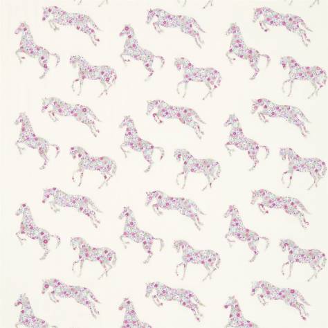 Sanderson Abracazoo Fabrics & Wallpapers Pretty Ponies Fabric - Pink/Sky - DLIT233926 - Image 1