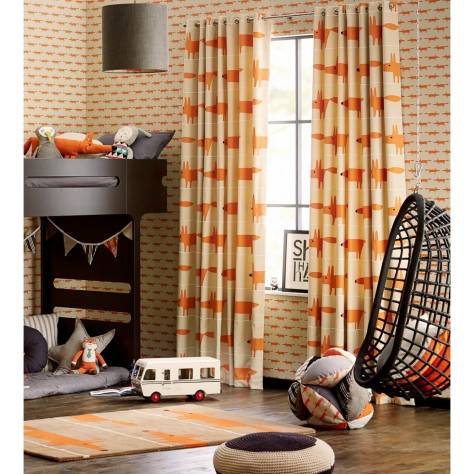 Scion Guess Who? Fabrics Mr Fox Applique Fabric - Tangerine/Linen - NSCK131655