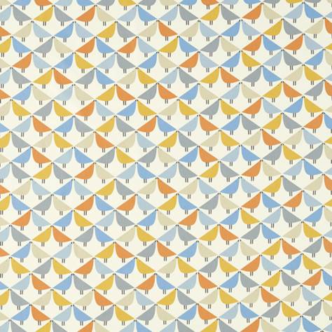 Scion Noukku Fabrics Lintu Fabric Satsuma/Sky/Pebble - NNOU120585 - Image 1