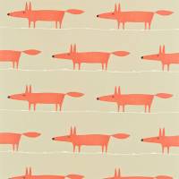 Mr Fox Fabric - Neutral / Paprika