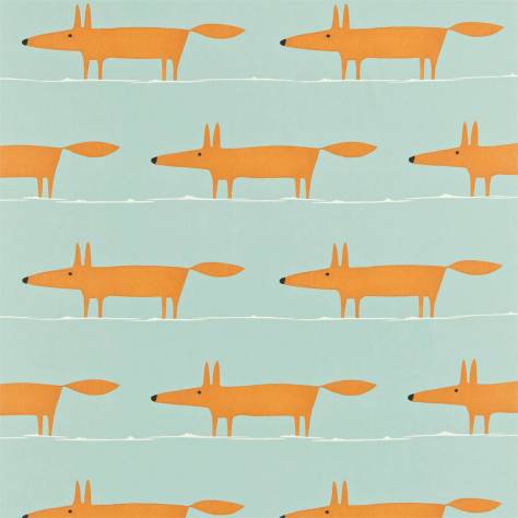 Scion Esala Fabrics Mr Fox Fabric - Sky / Tangerine / Chalk - NESF120927