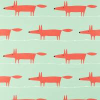 Mr Fox Fabric - Sage/Poppy