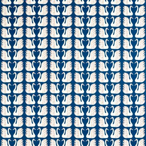 Scion Garden of Eden Fabrics Swim Swam Swan Fabric - Denim - NART121032 - Image 1