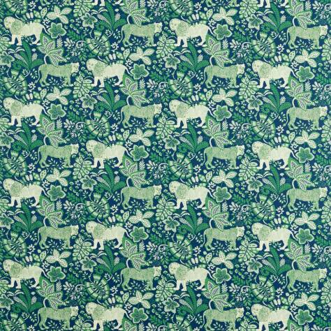 Scion Garden of Eden Fabrics Rumble in the Jungle Fabric - Midnight/Mint Leaf - NART121040