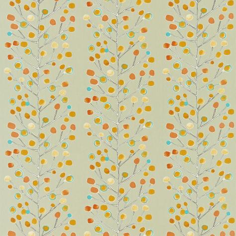 Scion Melinki One Fabrics Berry Tree Fabric - Neutral/Tangerine/Powder Blue/Lemon - NMEL120052
