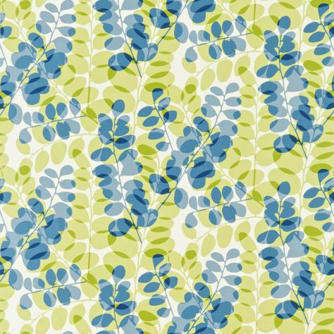 Scion Melinki One Fabrics Lunaria Fabric - Chalk/Denim/Lime - NMEL120062 - Image 1