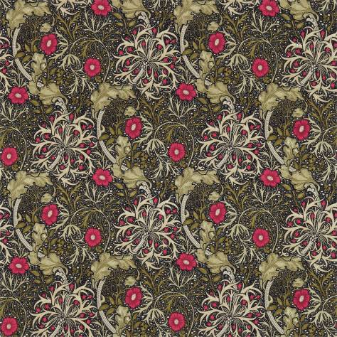 William Morris & Co Archive III Fabrics Morris Seaweed Fabric - Ebony/Poppy - DM3P224471 - Image 1