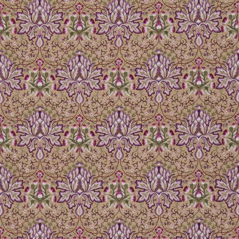 William Morris & Co Woodland Embroideries Fabrics Artichoke Embroidery Fabric - Aubergine/Gold - DMEM234543 - Image 1