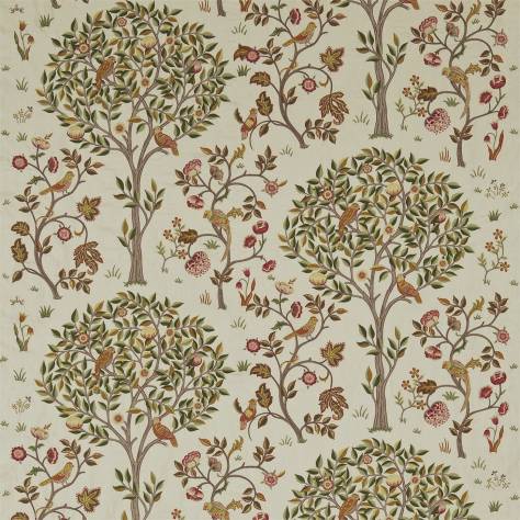 William Morris & Co Archive Embroideries Fabrics Kelmscott Tree Fabric - Russet/Artichoke - DM6E230342 - Image 1