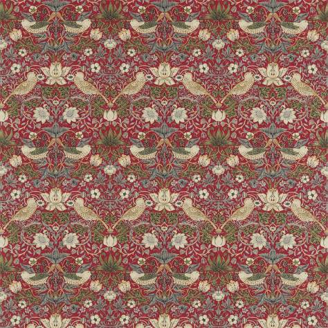 William Morris & Co Archive Prints Fabrics Strawberry Thief Fabric - Crimson/Slate - DM6F220312 - Image 1