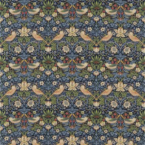 William Morris & Co Archive Prints Fabrics Strawberry Thief Fabric - Indigo/Mineral - DM6F220313