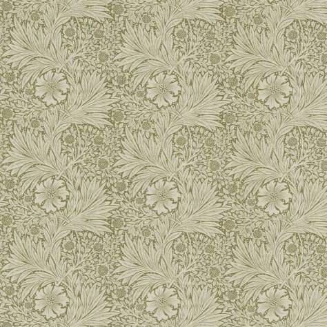 William Morris & Co Archive Prints Fabrics Marigold Fabric - Olive/Linen - DM6F220318 - Image 1