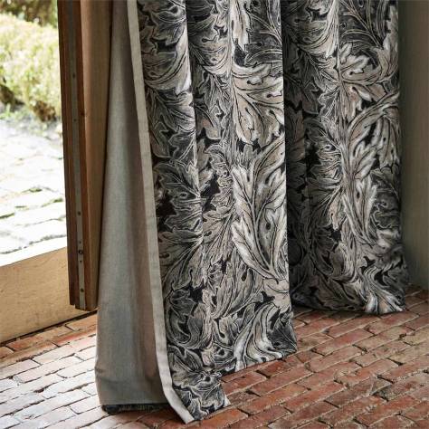 William Morris & Co Pure Morris North Fabrics Pure Acanthus Weave Fabric - Inky Grey - DMPN236626 - Image 2