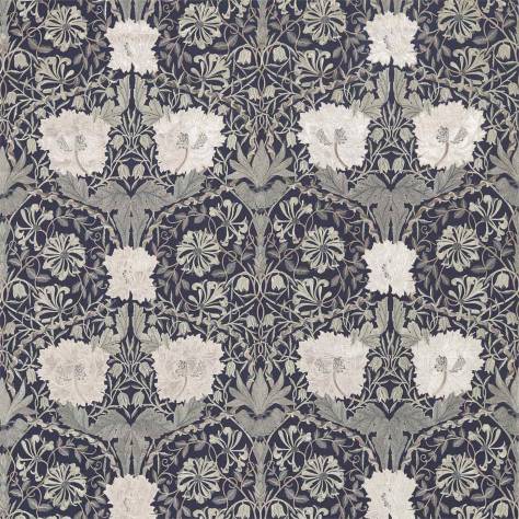 William Morris & Co Pure Morris North Fabrics Pure Honeysuckle and Tulip Embroidery Fabric - Inky Purple - DMPN236632 - Image 1