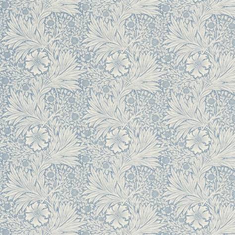 William Morris & Co The Craftsman Fabrics Marigold Fabric - Blue / Ivory - DMCR226450