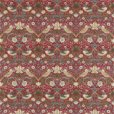 William Morris & Co The Craftsman Fabrics Strawberry Thief Fabric - Crimson / Slate - DMCR226462 - Image 1