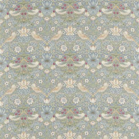 William Morris & Co The Craftsman Fabrics Strawberry Thief Fabric - Slate / Vellum - DMCR226464