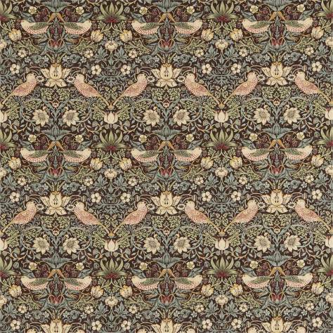 William Morris & Co The Craftsman Fabrics Strawberry Thief Fabric - Chocolate / Slate - DMCR226465