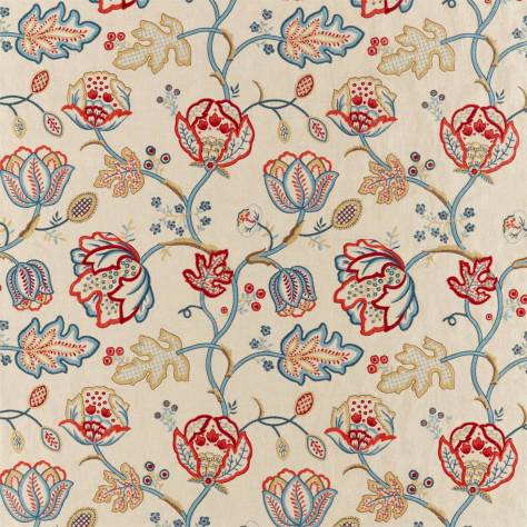 William Morris & Co Archive V Melsetter Fabrics Theodosia Embroidery Fabric - Wine / Indigo - DM5F236822