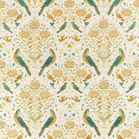 William Morris & Co Archive V Melsetter Fabrics Seasons By May Embroidery Fabric - Sea Glass / Brick - DM5F236826