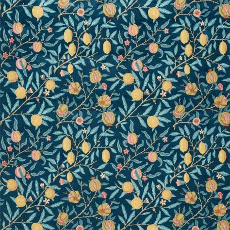 William Morris & Co Rouen Velvets Fruit Velvet Fabric - Indigo / Slate - DROF236924