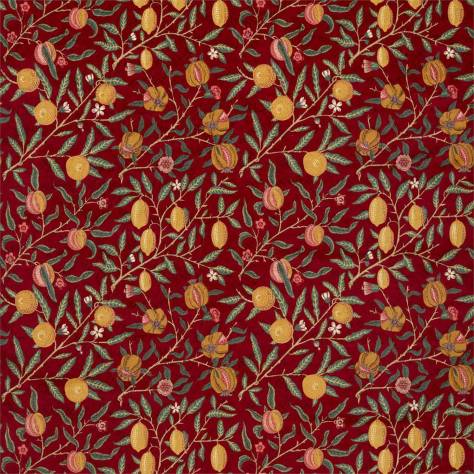 William Morris & Co Rouen Velvets Fruit Velvet Fabric - Madder / Bayleaf - DROF236925