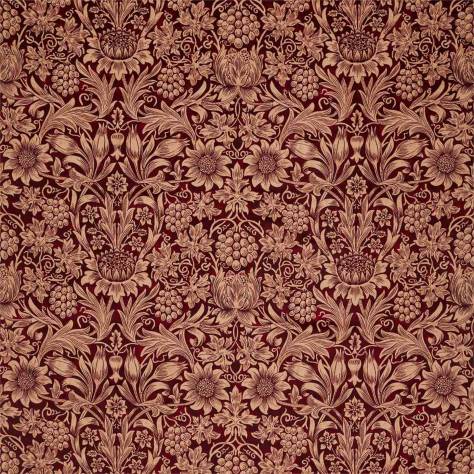 William Morris & Co Rouen Velvets Sunflower Velvet Fabric - Kermes / Birch - DROF236928