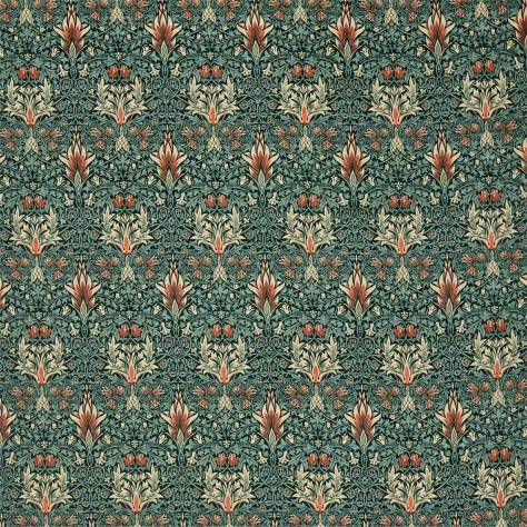 William Morris & Co Rouen Velvets Snakeshead Velvet Fabric - Thistle / Russet - DROF236937