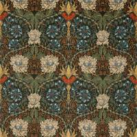 Honeysuckle and Tulip Velvet Fabric - Forest / Chestnut