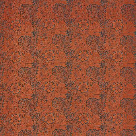 William Morris & Co Queens Square Fabrics Marigold Fabric - Navy / Burnt Orange - DBPF226845 - Image 1