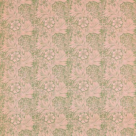 William Morris & Co Queens Square Fabrics Marigold Fabric - Olive / Pink - DBPF226847