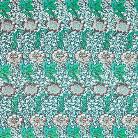 William Morris & Co Queens Square Fabrics Kennet Fabric - Aqua / Pink - DBPF226857 - Image 1