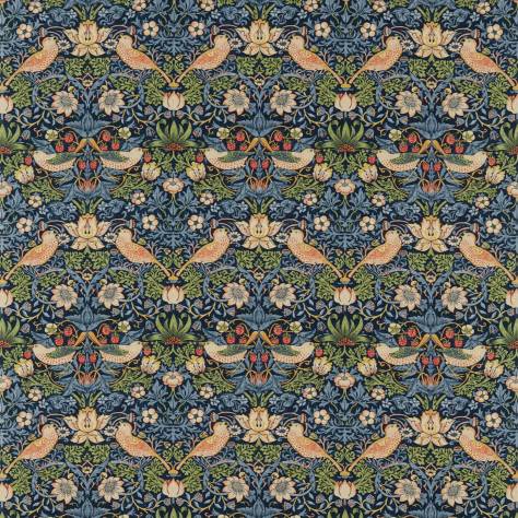 William Morris & Co Compilation Fabrics Strawberry Thief Fabric - Indigo / Mineral - DCMF226685 - Image 1