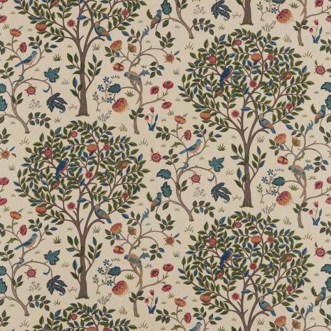 William Morris & Co Compilation Fabrics Kelmscott Tree Fabric - Woad / Wine - DCMF226686