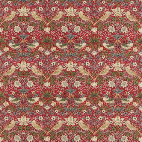 William Morris & Co Compilation Fabrics Strawberry Thief Fabric - Crimson / Slate - DCMF226693 - Image 1