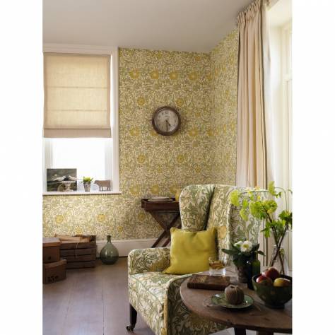 William Morris & Co Compilation Fabrics Marigold Fabric - Olive/Linen - DCMF226698 - Image 2