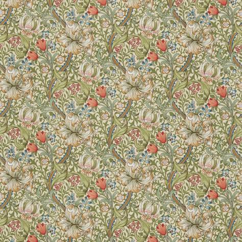 William Morris & Co Compilation Fabrics Golden Lily Fabric - Green/Gold - DCMF226702