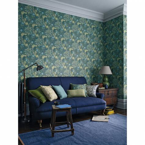 William Morris & Co Compilation Fabrics Pimpernel Fabric - Indigo / Hemp - DCMF226712 - Image 4