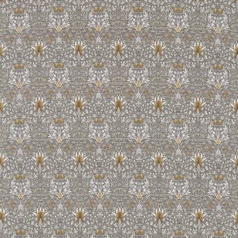 William Morris & Co Compilation Fabrics Snakeshead Fabric - Pewter/Gold - DCMF226717