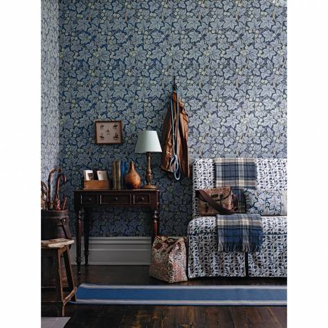 William Morris & Co Compilation Fabrics Marigold Fabric - Indigo/Linen - DCMF226725
