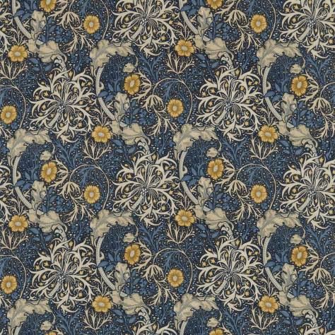 William Morris & Co Compilation Fabrics Morris Seaweed Fabric - Ink/Woad - DCMF226727 - Image 1