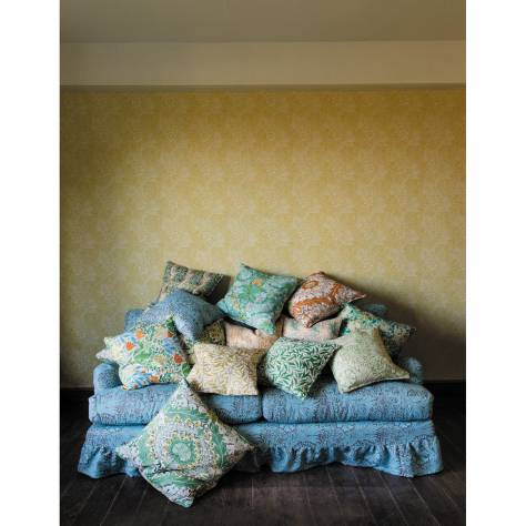 William Morris & Co Ben Pentreath Cornubia Fabrics Marigold Fabric - Sky/Chocolate - MCOP226980