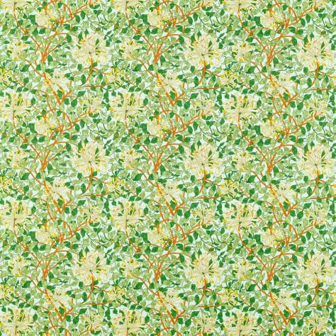 William Morris & Co Ben Pentreath Cornubia Fabrics Honeysuckle Fabric - Sky/Burnt Orange - MCOP226985