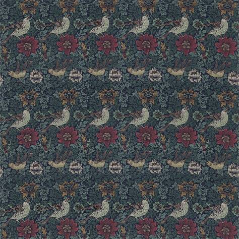 William Morris & Co Compendium I & II Fabrics Bird & Anemone Fabric - Forest/Indigo - DJA1BD201 - Image 1