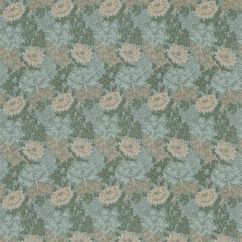 William Morris & Co Compendium I & II Fabrics Chrysanthemum Fabric - Green/Biscuit - DJA1CY202 - Image 1