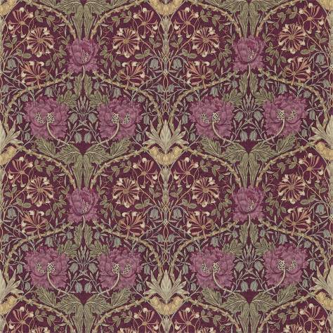 William Morris & Co Compendium I & II Fabrics Honeysuckle & Tulip Fabric - Wine/Bayleaf - DMFPHT204