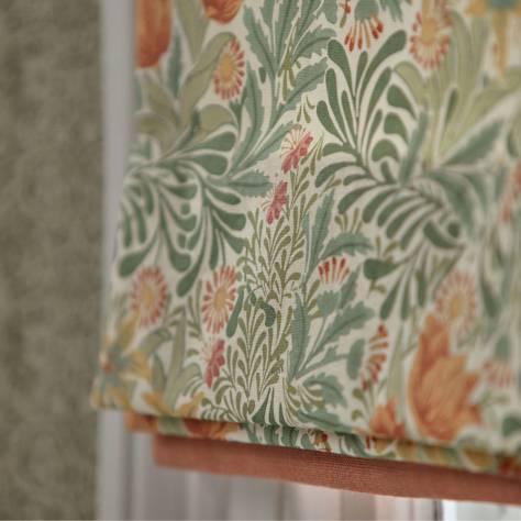 William Morris & Co Emery Walkers House Fabrics Rose Fabric - Boughs Green/Rose - MEWF227023 - Image 4