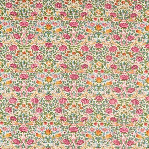William Morris & Co Emery Walkers House Fabrics Rose Fabric - Boughs Green/Rose - MEWF227023 - Image 1