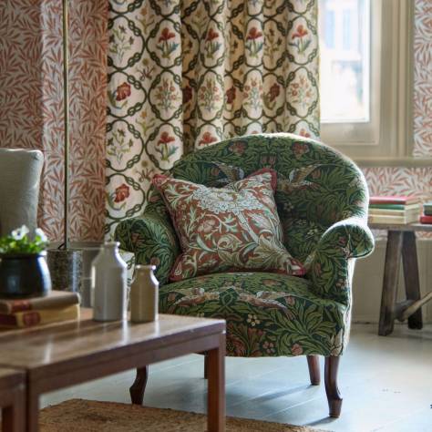 William Morris & Co Emery Walkers House Fabrics Bluebell Fabric - Leaf Green/Sweet Briar - MEWF227038 - Image 2